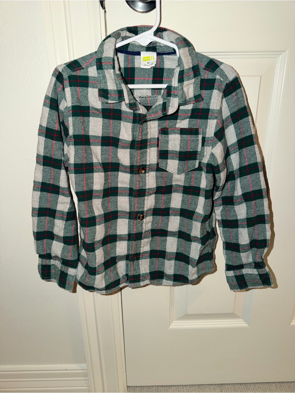 Kids Plaid Button-Up Shirt Jacket - Green & Gray